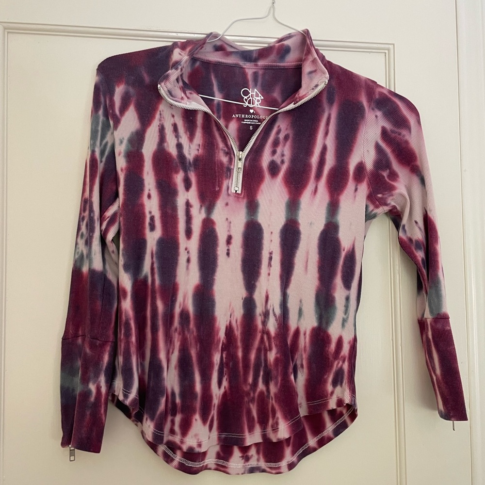 Anthropologie Tie Dye Purple Henley Top